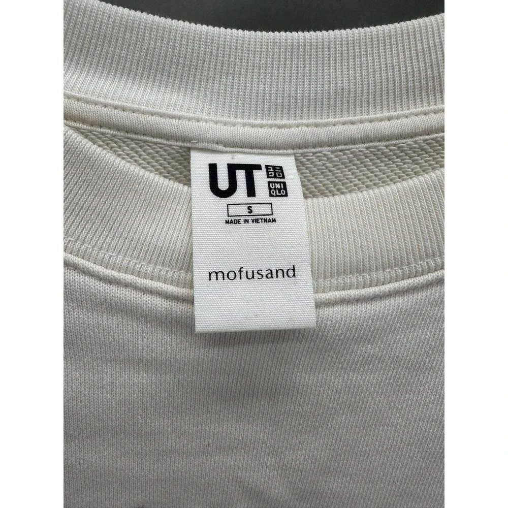 Uniqlo mofusand Teddy Meow Cat Crew Neck Sweatshirt Cream Size Small Anime Cute - Picture 4 of 9